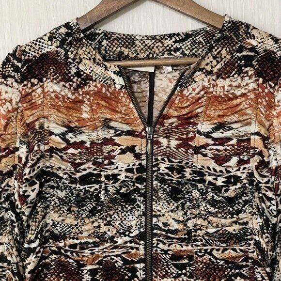 Chico's Women's Animal Snakeskin Print Ruched Full Zip Jacket Small - Picture 2 of 13